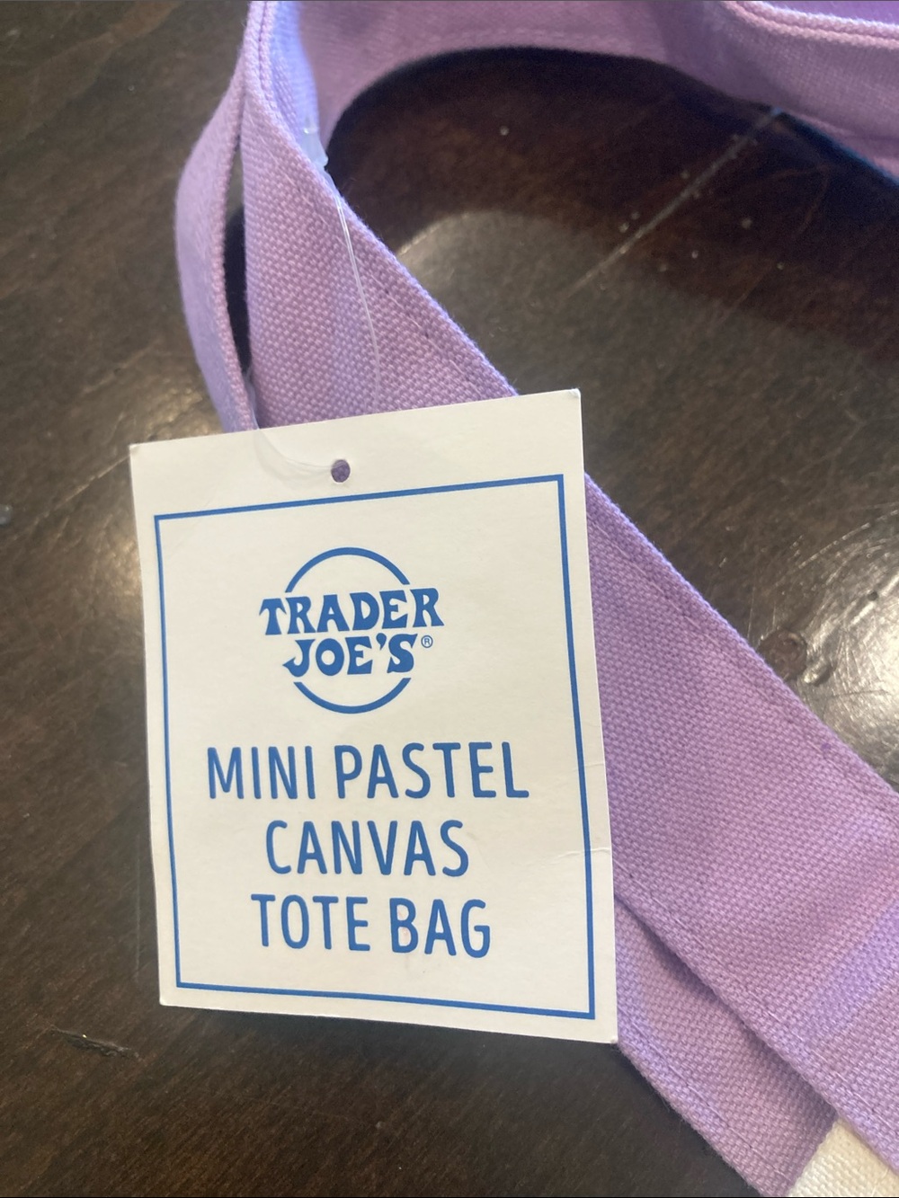Trader Joe’s Lavender & White Canvas Tote Bag Reusable Grocery Shopping Bag - Picture 2 of 9